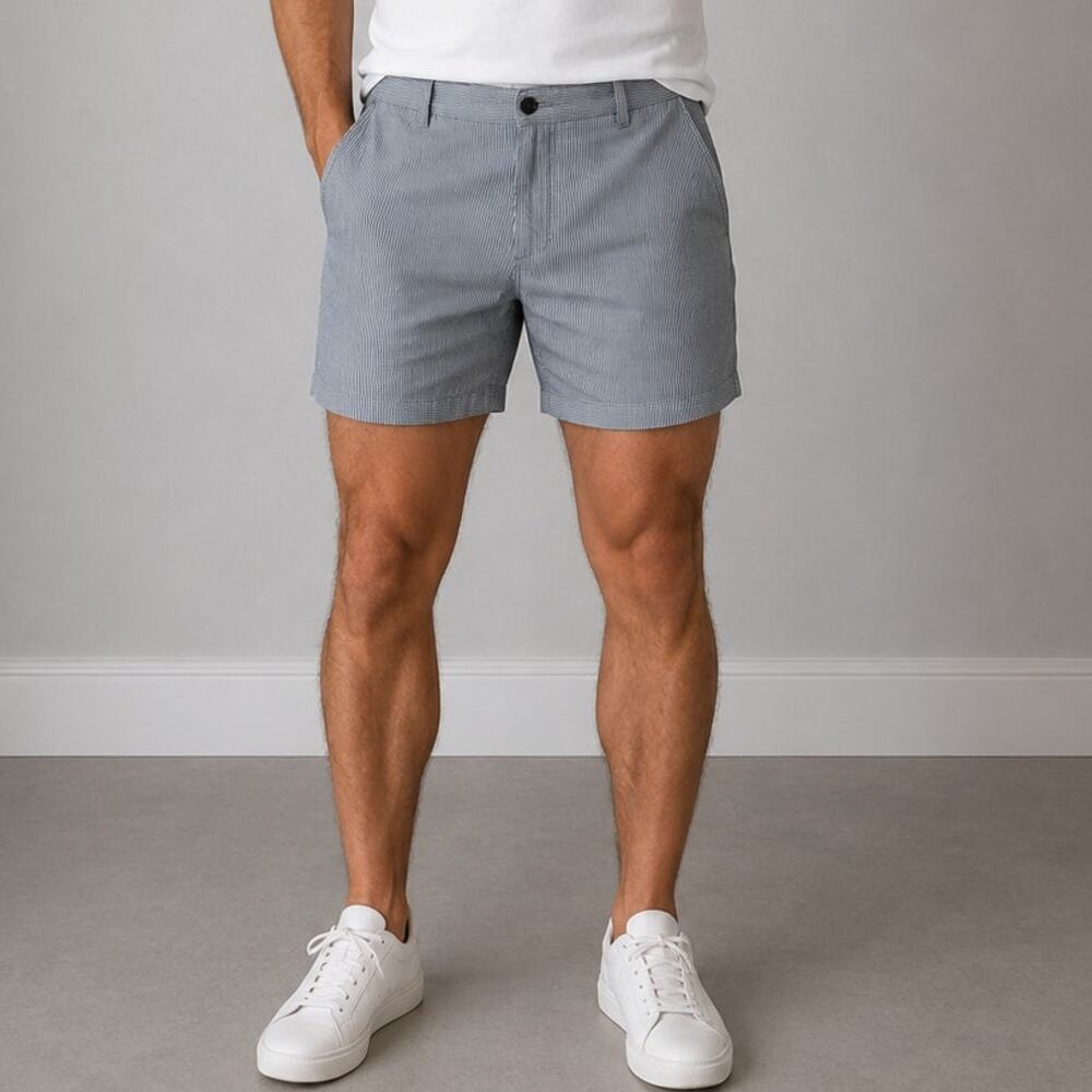 Dockers🌿Men's Classic Fit Pinstripe Shorts Gray White Size 38 Casual Chino Golf